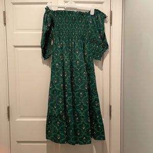 Hill House Nesli Nap Dress - Emerald Trellis